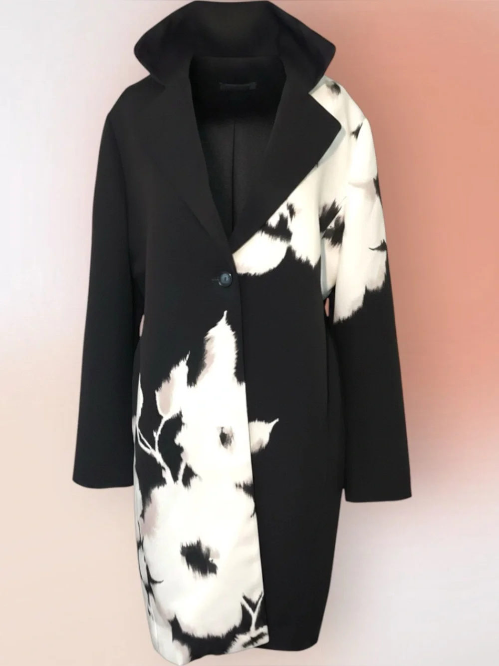 Chico’s Black and White Floral “Florence Mirage” Topper Jacket Size 1 Reg 8/10 M